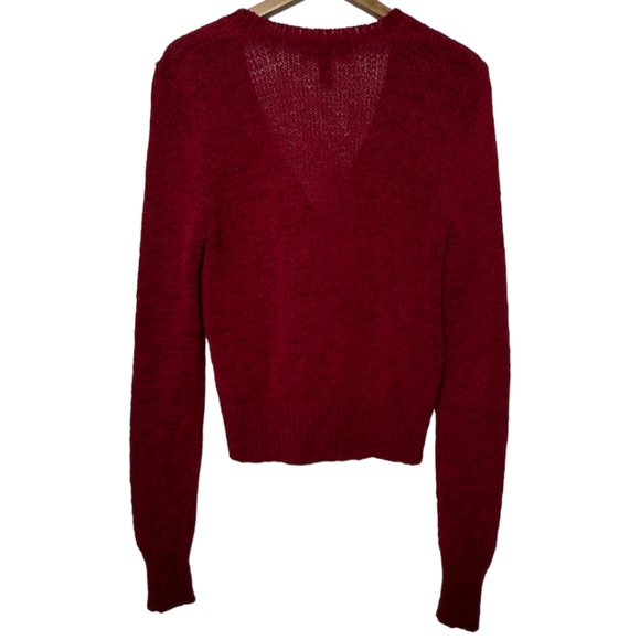 Lauren Ralph Lauren Dark Red Loose Knit Button Front Cardigan - Picture 4 of 5